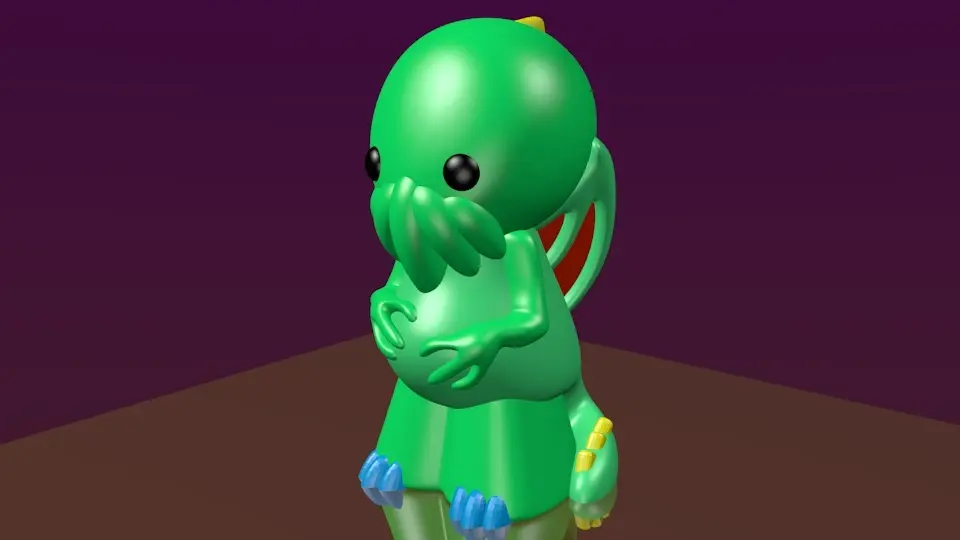 Chibi Cthulhu for full color, mutli-material, or single colo
