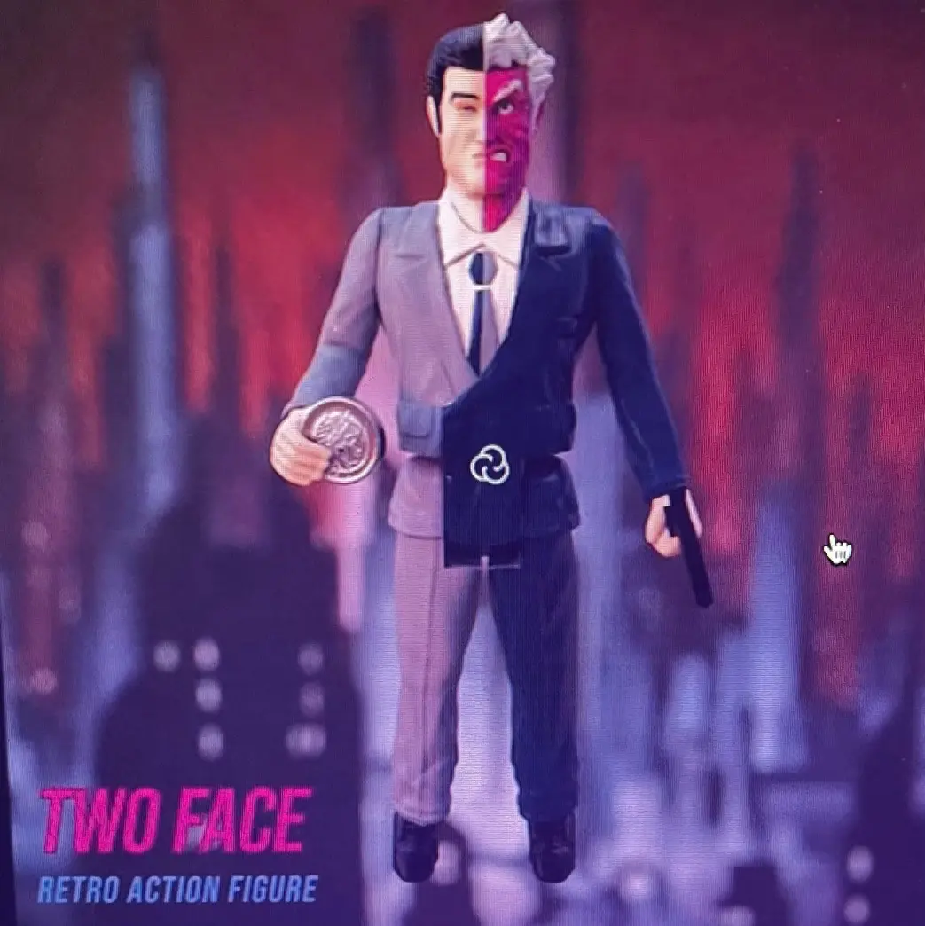 Two-faced retro action figure