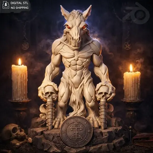 Demon Skull Guardian STL – Dark Fantasy Statue