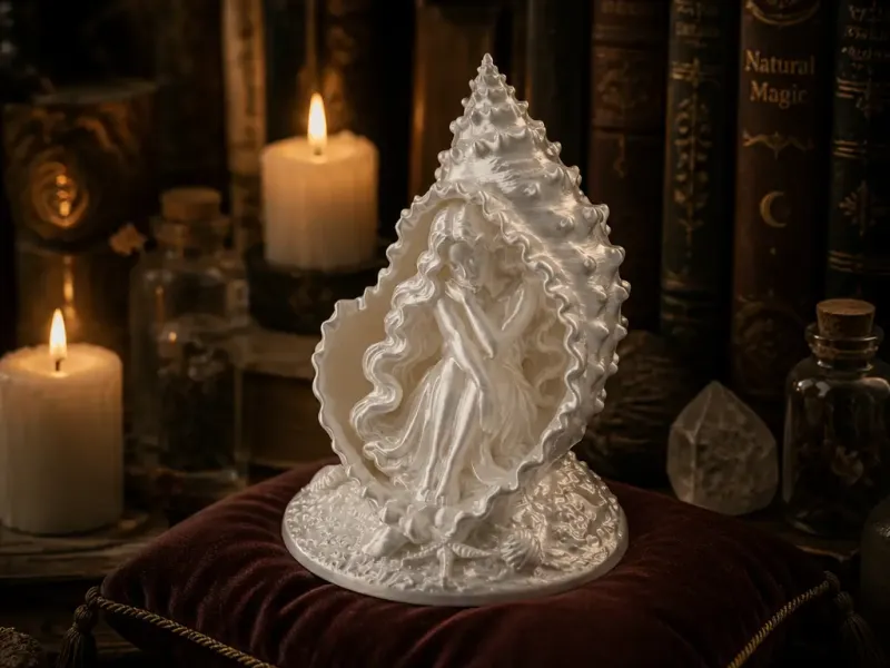 Sleeping Seashell Maiden - Elegant Fantasy Sculpture
