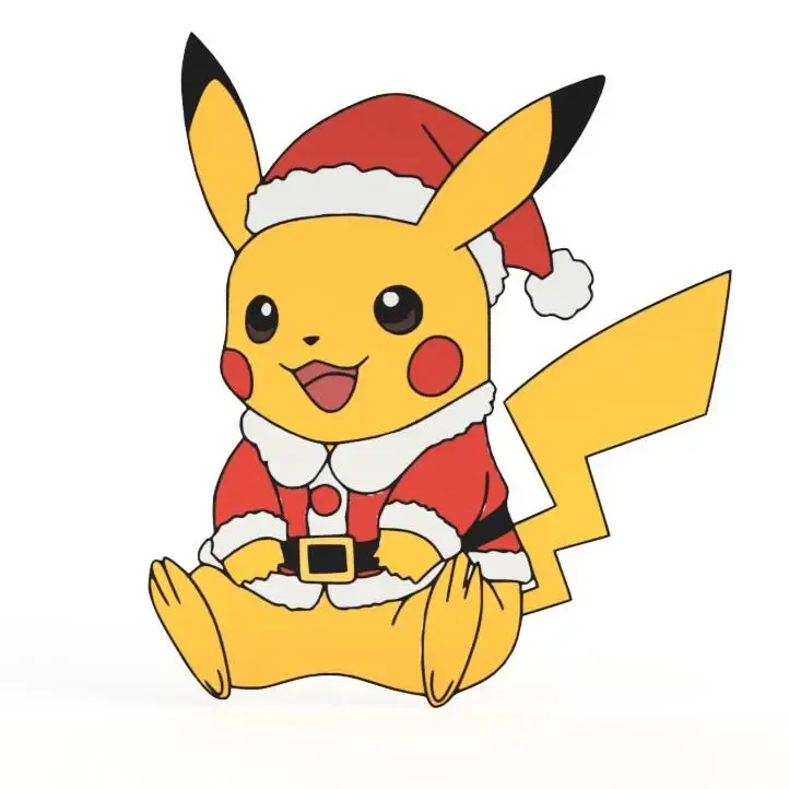 Pikachu Santa Christmas Wall Art