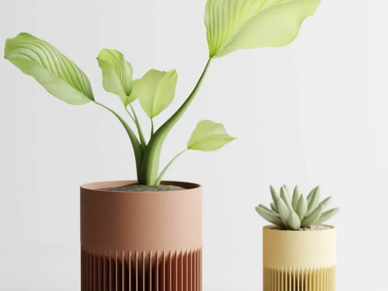 Vaso da piante moderno a coste Serie 1