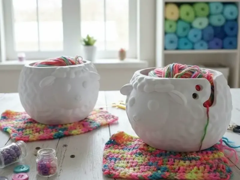 Sheep Yarn Bowl - Cute & Functional Knitting Holder