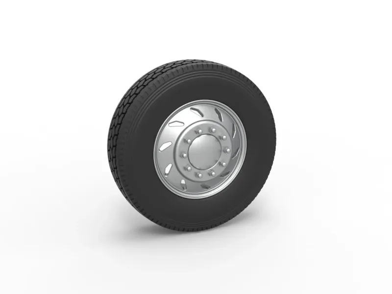 10 Triangular Hole Front wheel of semi truck V3 Scale 1:25