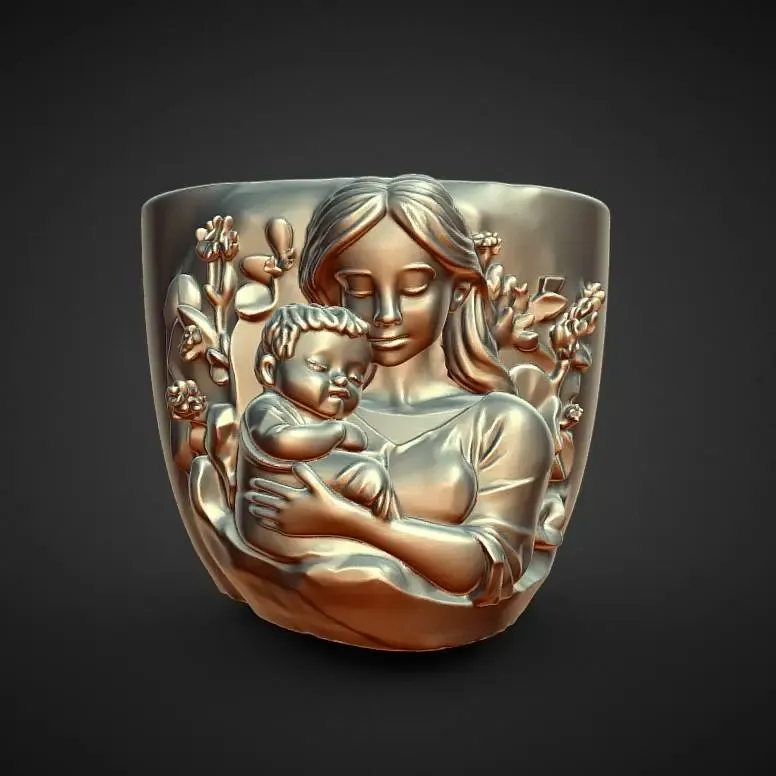 decoración de maceta de madre e hijo