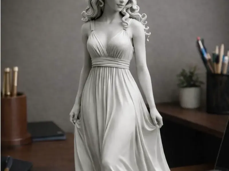 Elegant Woman in Flowing Dress