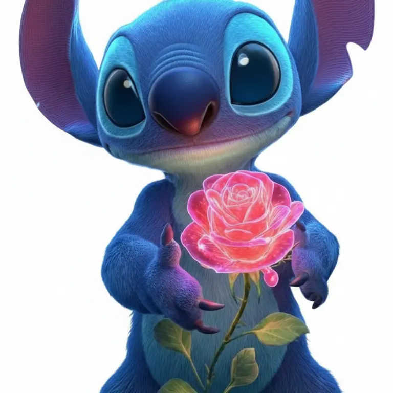 Disney Stitch with Rose 