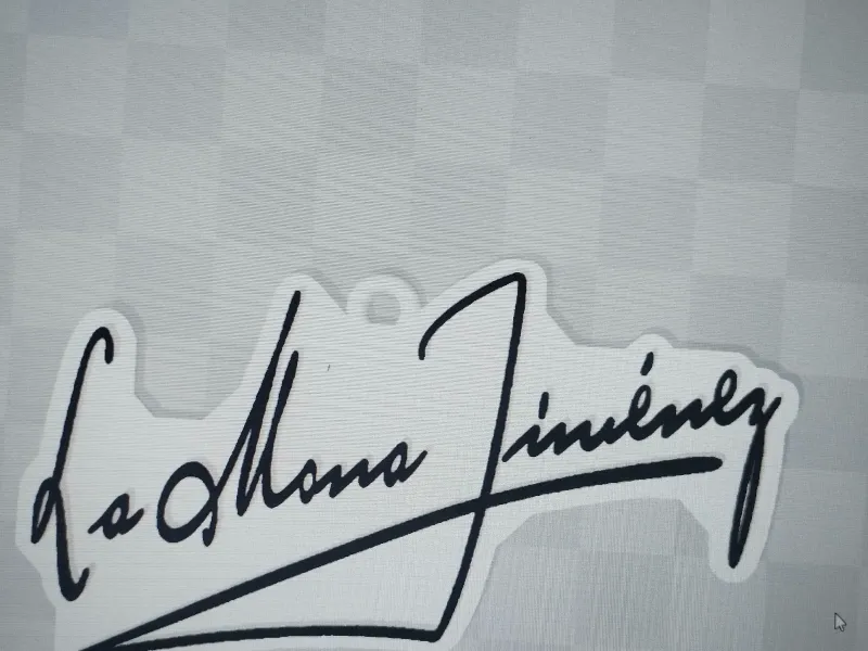 logo en sleutelhanger handtekening van la mona jimenez