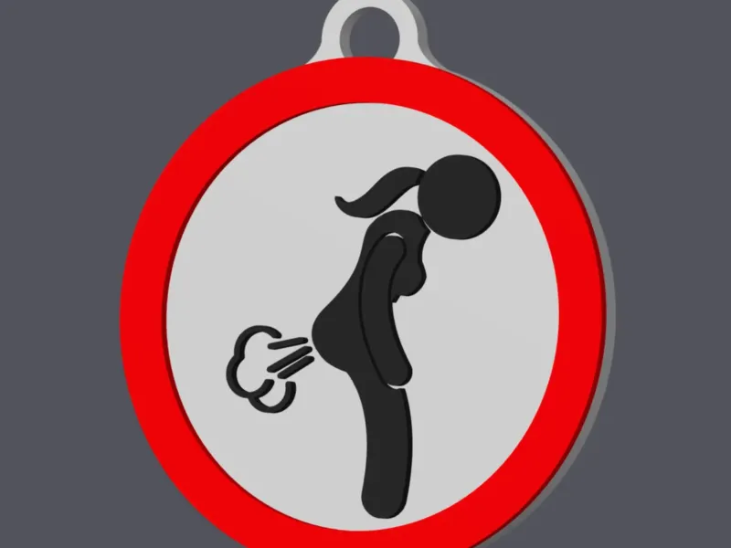 Fart Forbidden v1 Female version - Traffic Sign - Keychain