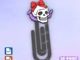 Paperclip Skeleton skull with a Halloween bow - bookmark-1