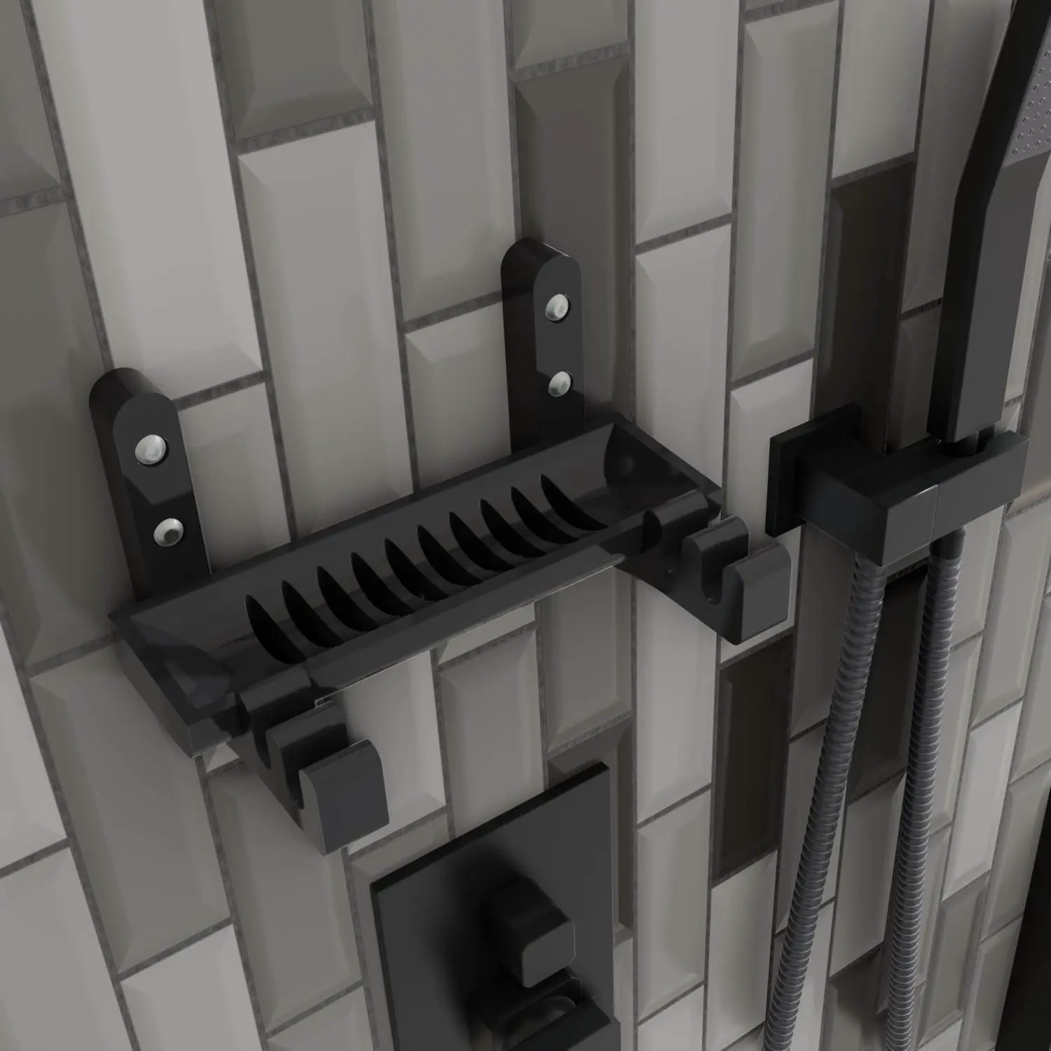 Wall-Mounted Multi-Purpose Bathroom Shelf & Hook Rack | Show