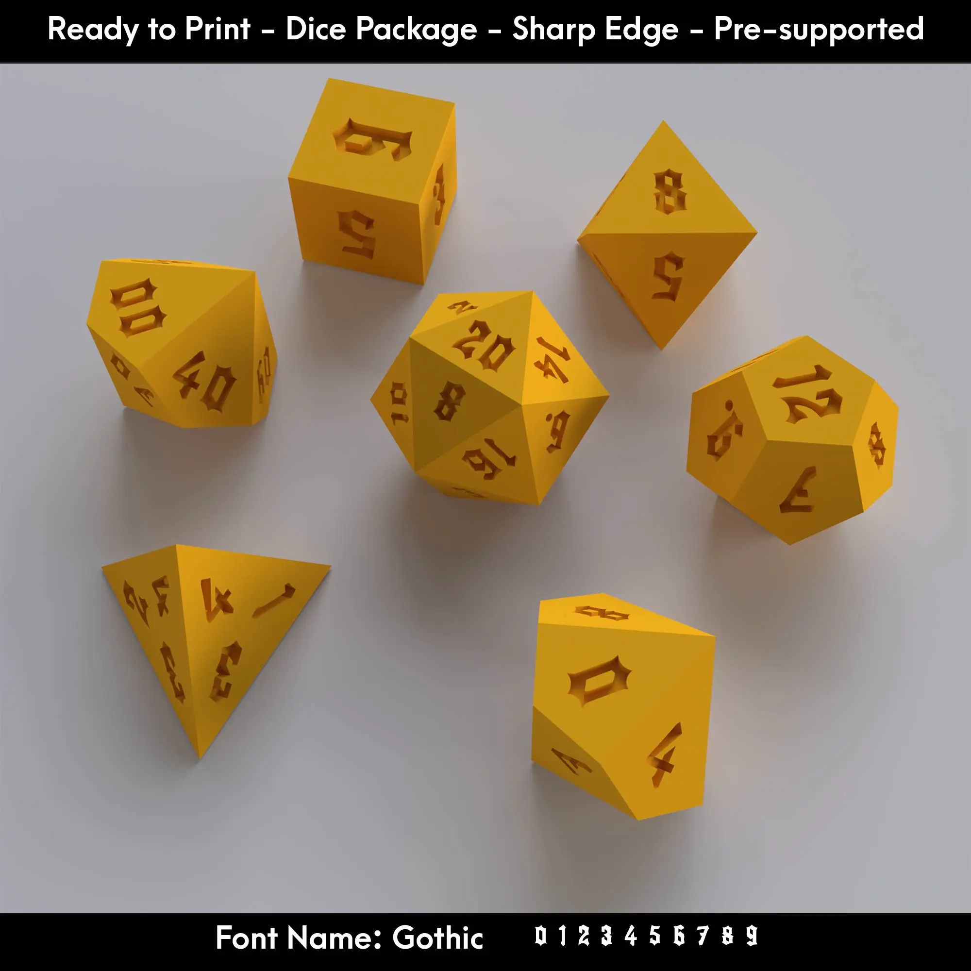 Dice Masters – Ready to Print - 7 Piece Set – Gothic Font