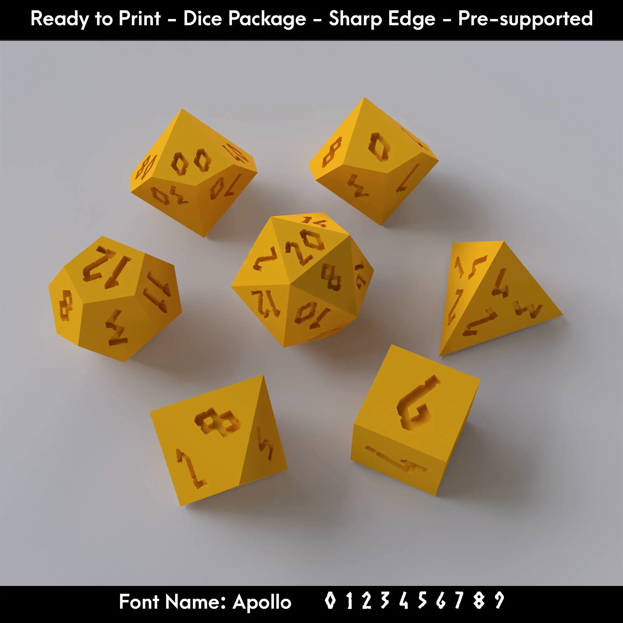 Dice Masters – Ready to Print - 7 Piece Set – Apollo Font