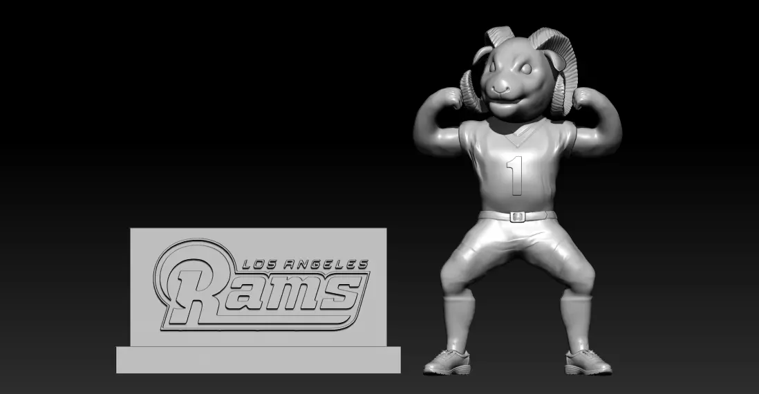 NFL - LOS ANGELES RAMS FOOTBALL MASCOT STATUE - 3D PRINT