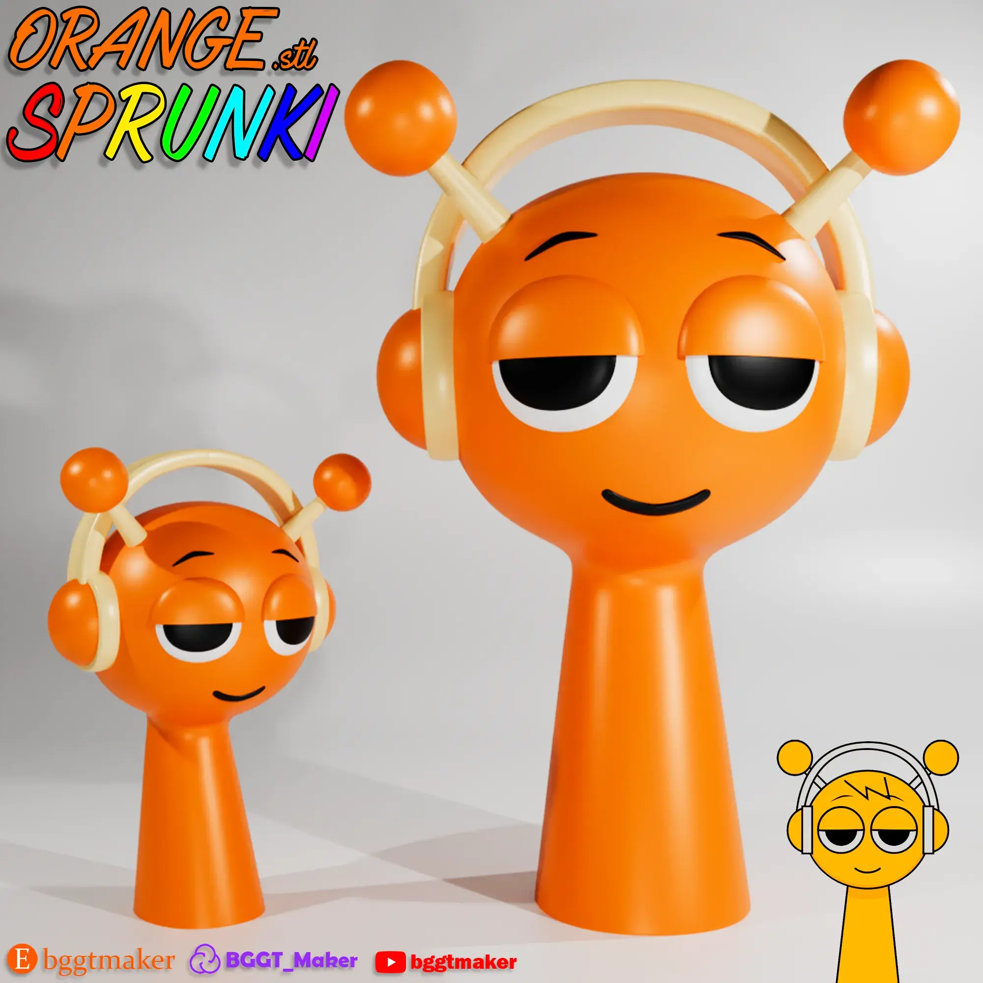OREN SPRUNKI INCREDIBOX ORANGE | Sprunki 3D Model STL Fan Ar