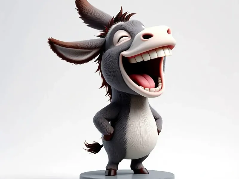 3068  Laughing Donkey 3D Printed Full-Figure Statue  pug