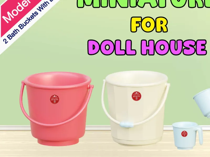 2 different style Bath Buckets with Bath Mug