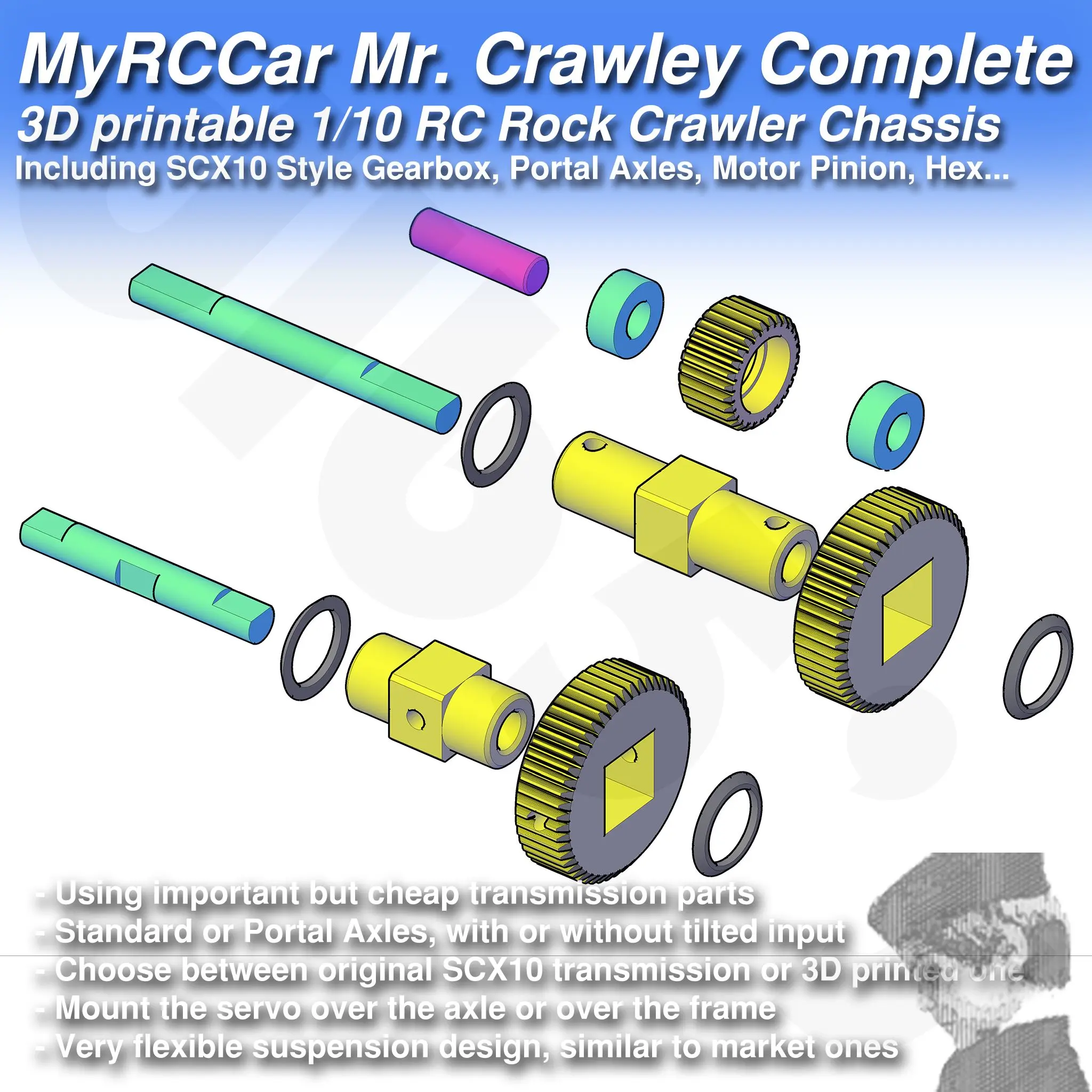 MyRCCar Mr. Crawley Complete. 1/10  RC Rock Crawler Chassis