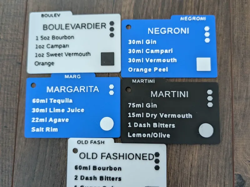 Schede per Ricette di Cocktail - Personalizzabili