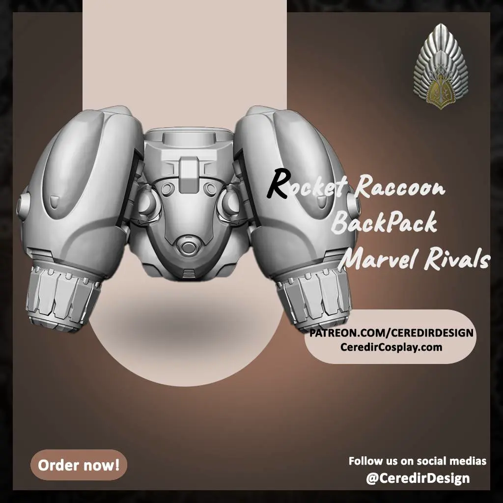 Rockef Racoon Backpack Jewelry & Accessories STL Download - Rocket Raccoon jet PAck Marvel ...