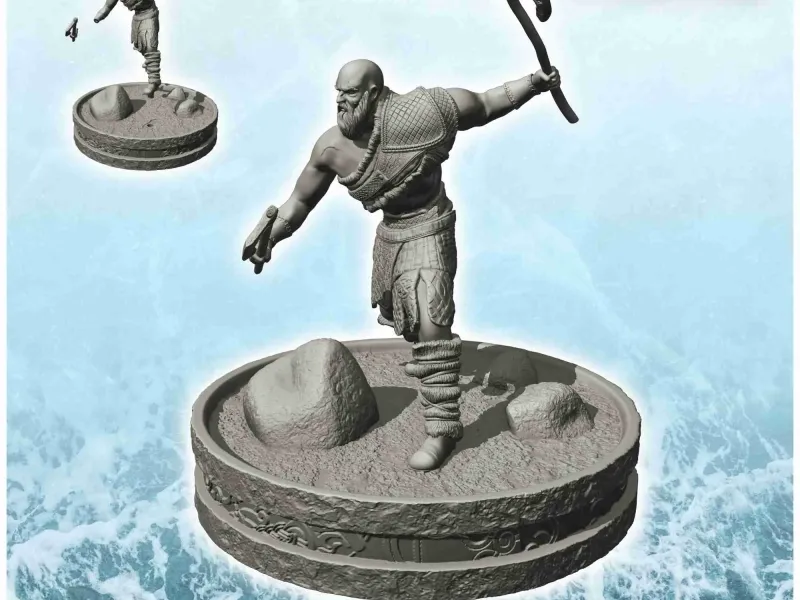 Viking warrior with two axes and shaved head (1) - scenery m