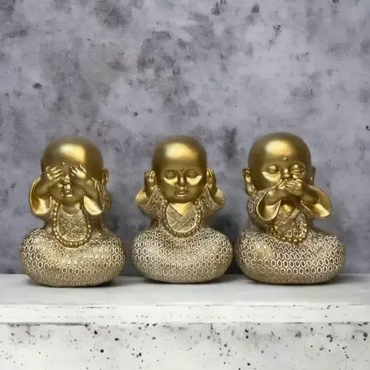 Minimalistisch Wijze Boeddha Trio - Zen Decor Collectie