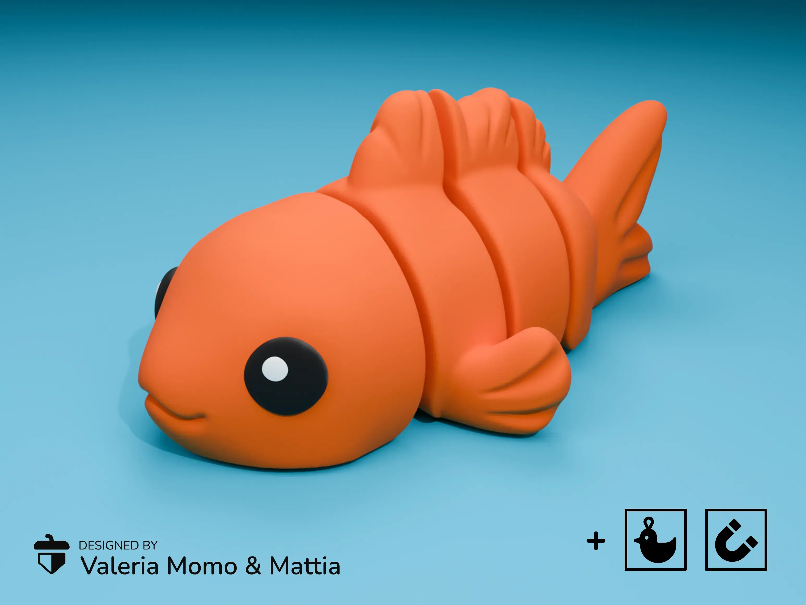 Cute Flexi Goldfish (Toy, Keychain & Magnet)
