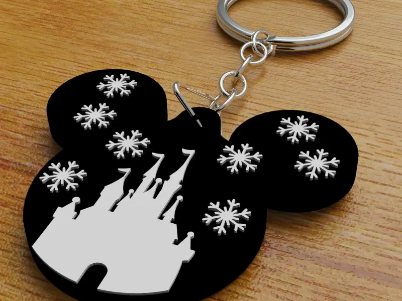 Mickey keychain with Disney castle