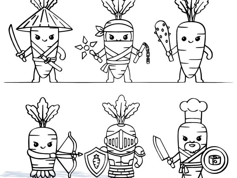 Kawaii Carrot Warriors Pack – Cute Vegetable Characters