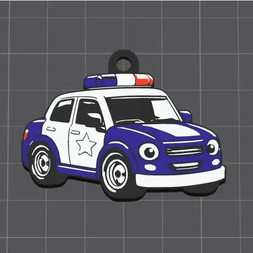 Llavero Kawaii Coche de Policía – Diseño Adorable en 3D