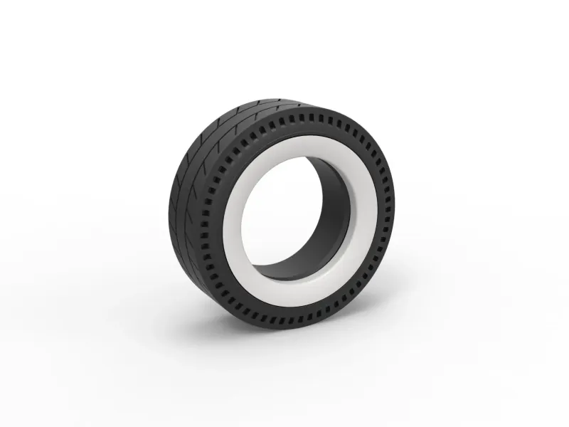 Whitewall rear tire of vintage dragster V5 Scale 1:25