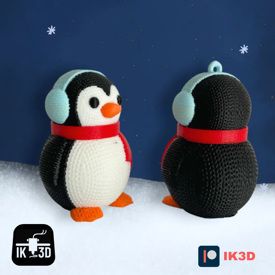 KNITTED PENGUIN FIGURINE AND ORNAMENT - NO SUPPORTS - COLOR