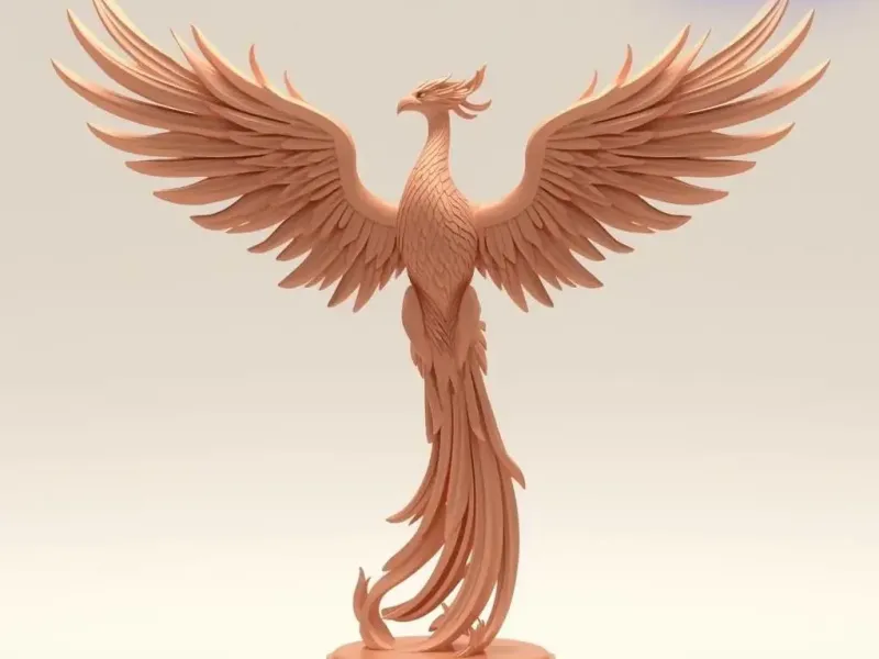 Highly Detailed Phoenix Table Decor Fire Bird Sculpture