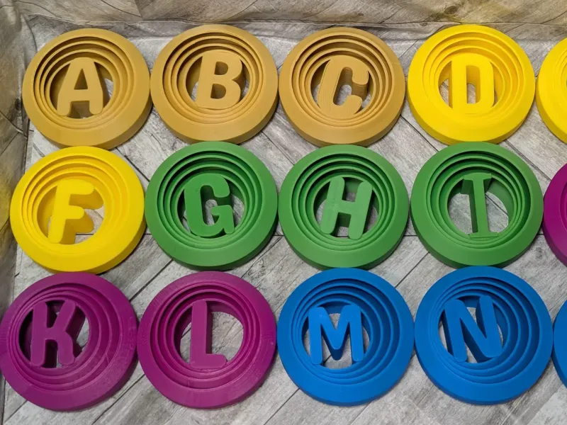 Fidget Circular de Letra Única - Pequeno (Alfabeto Completo)