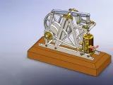 single cylinder balance beam steam engine-2