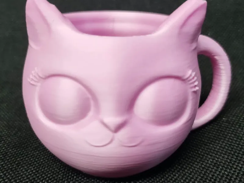 Cute Kitty Face Mug with Pointed Ears and Eyelash Detail