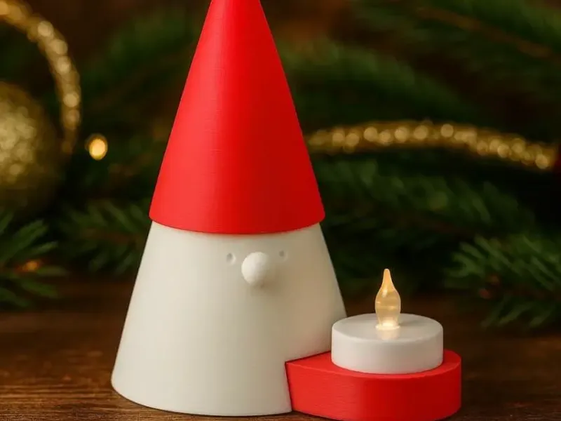 Minimalist Christmas Gnome LED Tealight Holder