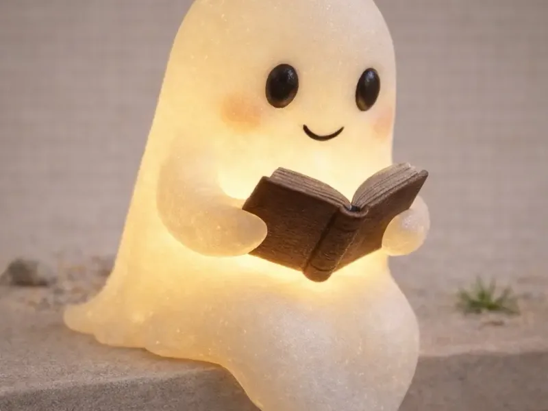 Cute Reading Ghost Sitting On The Edge