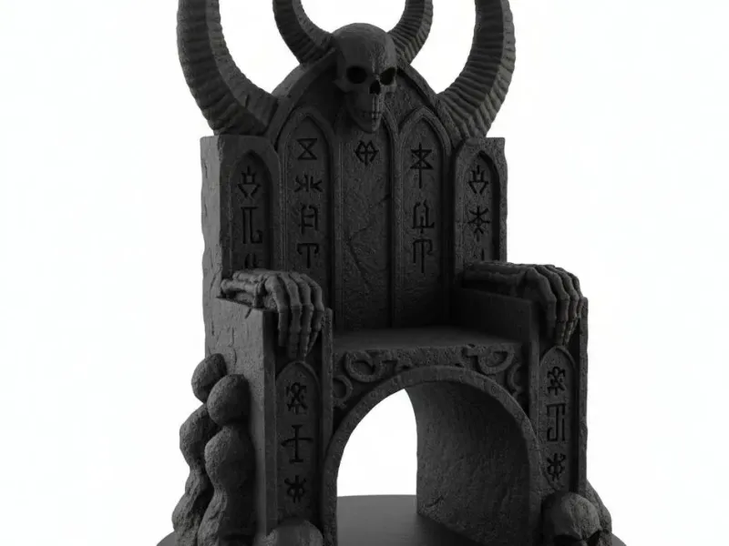 Infernal Rune Throne–Gothic Skull King Aquarium Centerpiece
