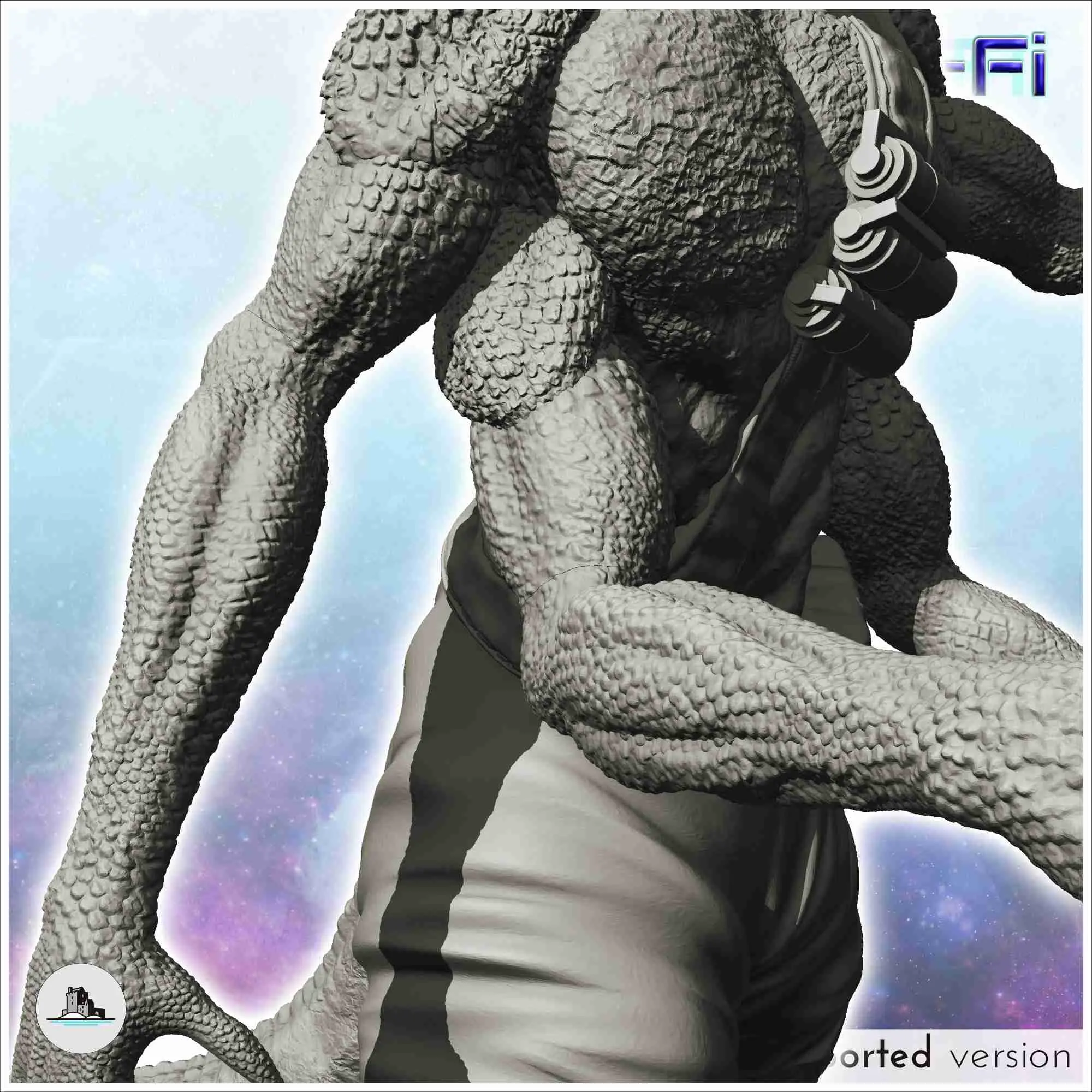 Four-armed alien warrior with laser gun (7) - science fictio