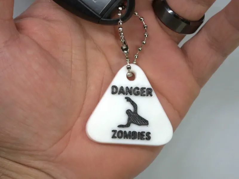 Danger Zombies sign keychain