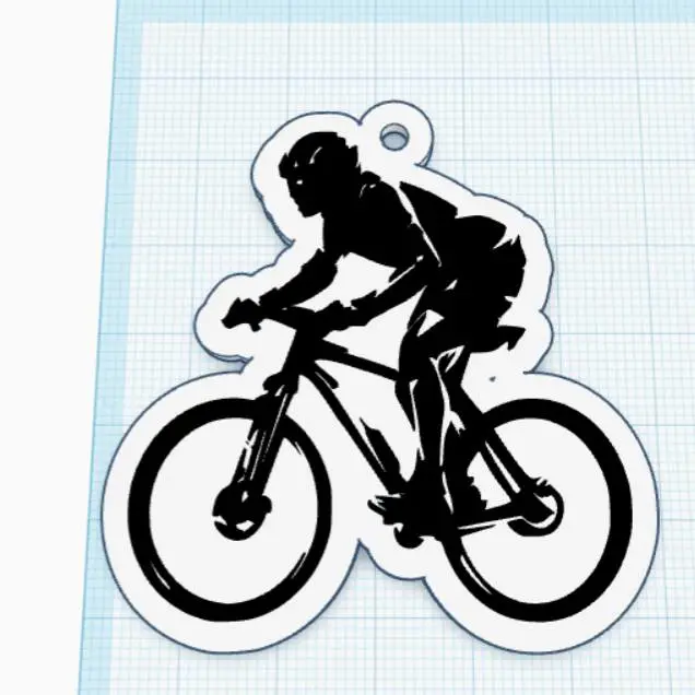 Cyclist Silhouette Keychain – 3D Printable STL