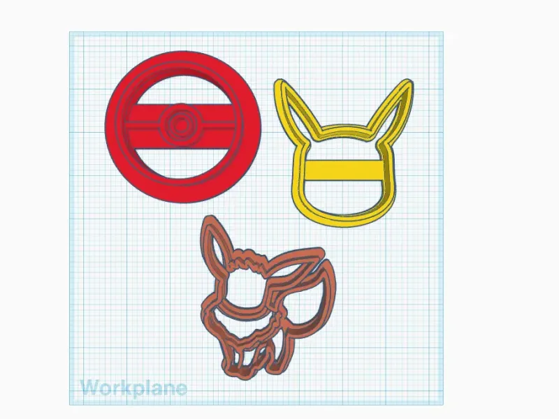 Pokemon Cookie Cutters Set - Pokeball, Pikachu, Eevee