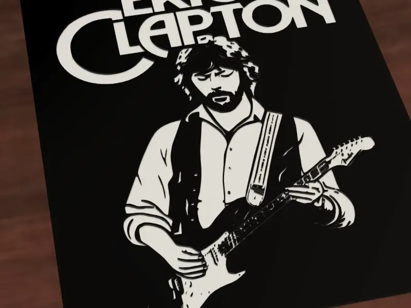 Rock and Blues Black and White Eric Clapton playing guitar