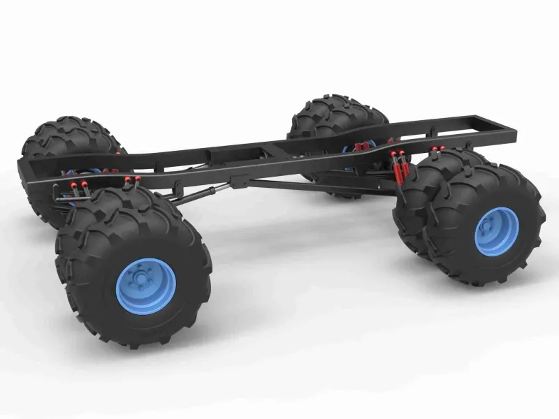 Chassis of vintage monster truck with double wheels 1:25