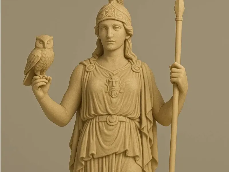Atenea – Diosa de la Sabiduría (Escultura con relieve)