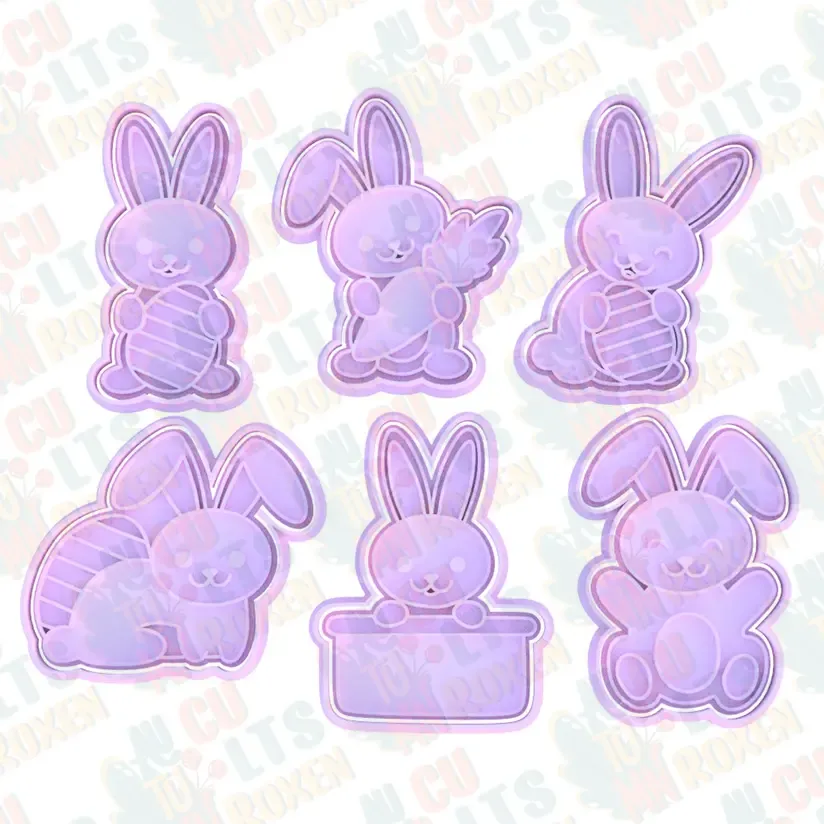 Easter bunnies cookie cutter set of 6