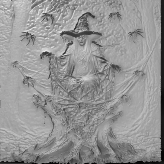 solitary witch on a gnarled stump