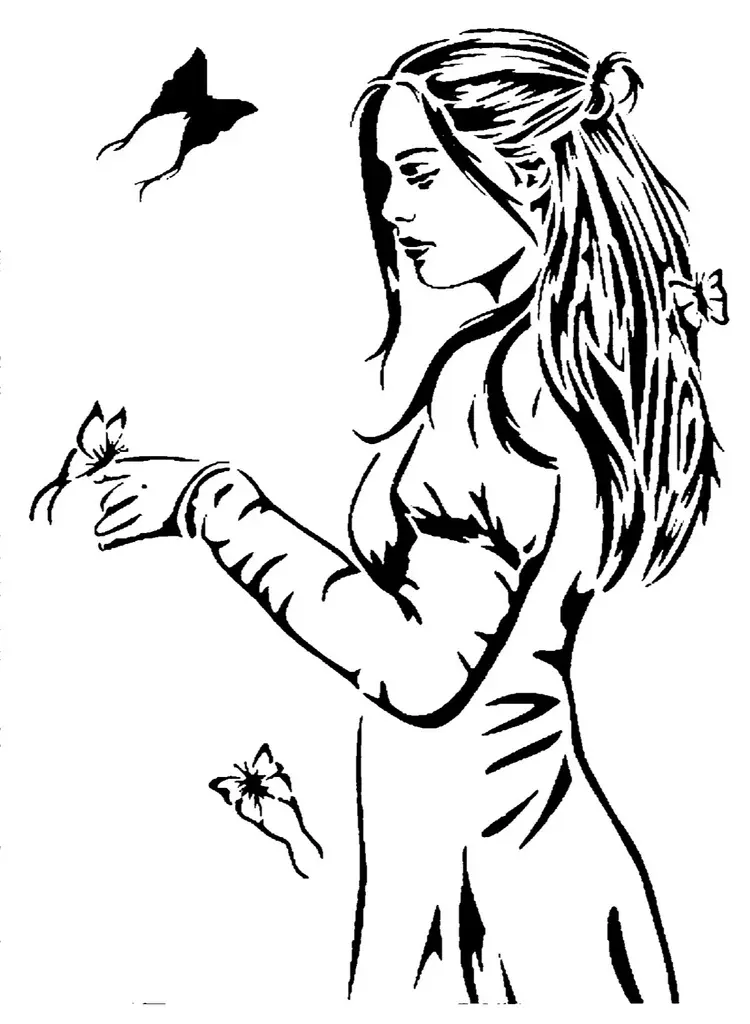 Butterfly Girl stencil