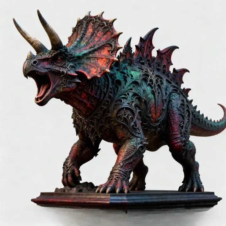 2990 Gothic Roaring Triceratops Dinosaur 3D Model  raptor
